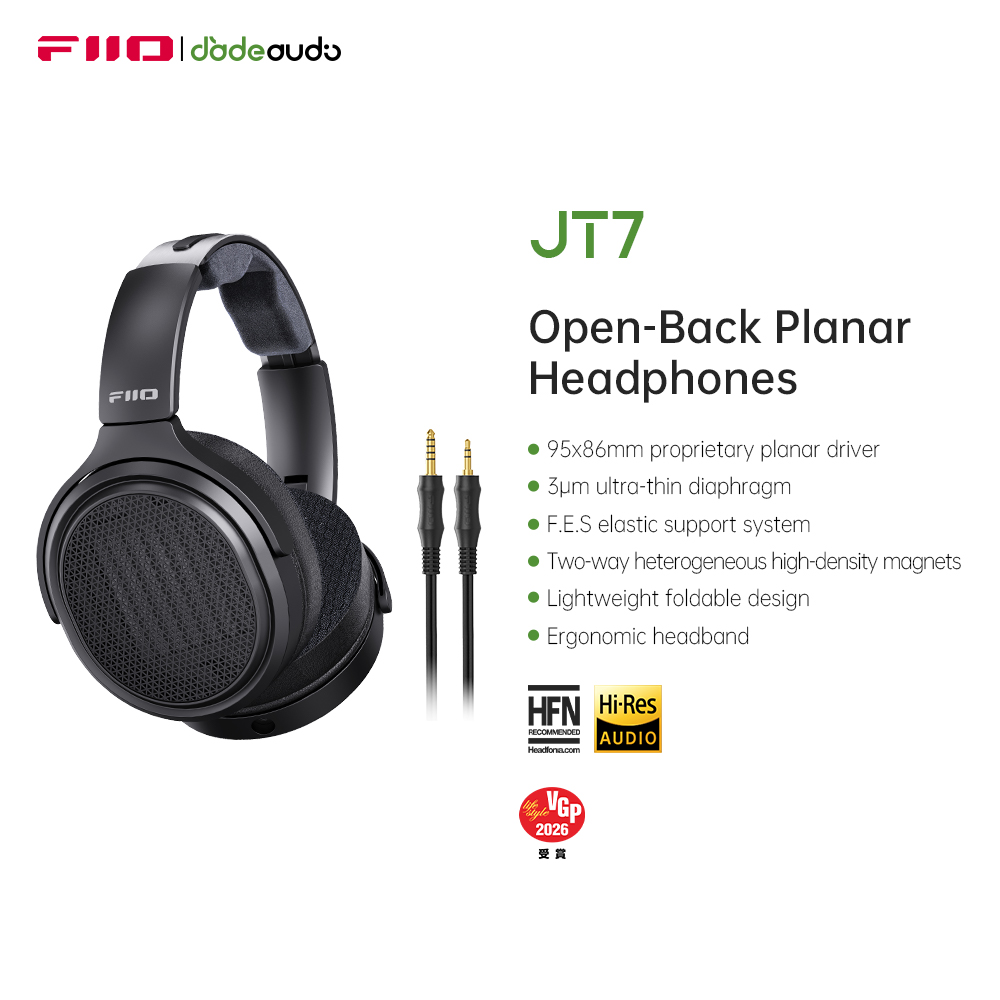Audiophile Headphone Wired - Casque audio magnétique planaire FiiO JT7